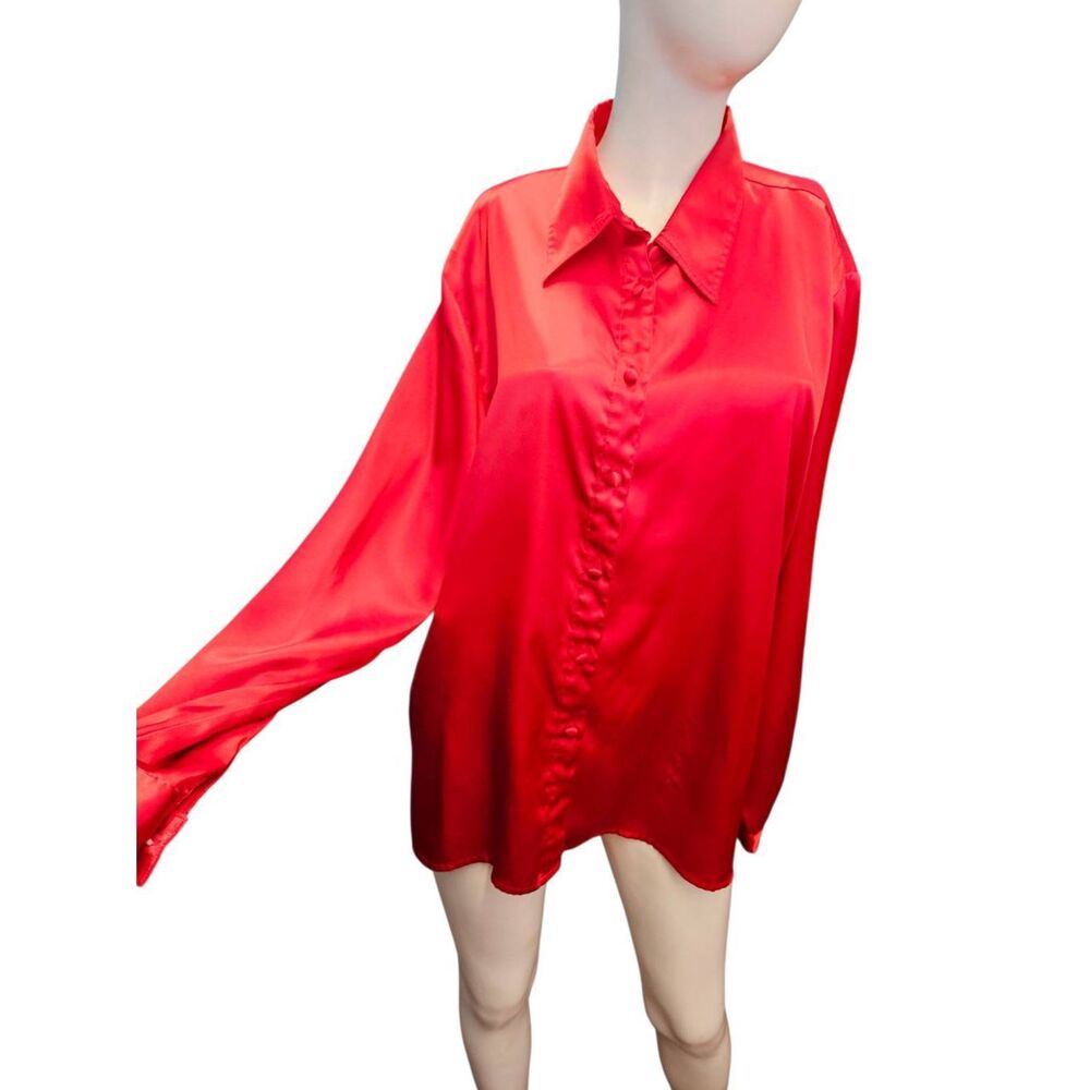 Yves St. Clair Red Button Down Blouse Women’s Size 22W Vintage 80’s
